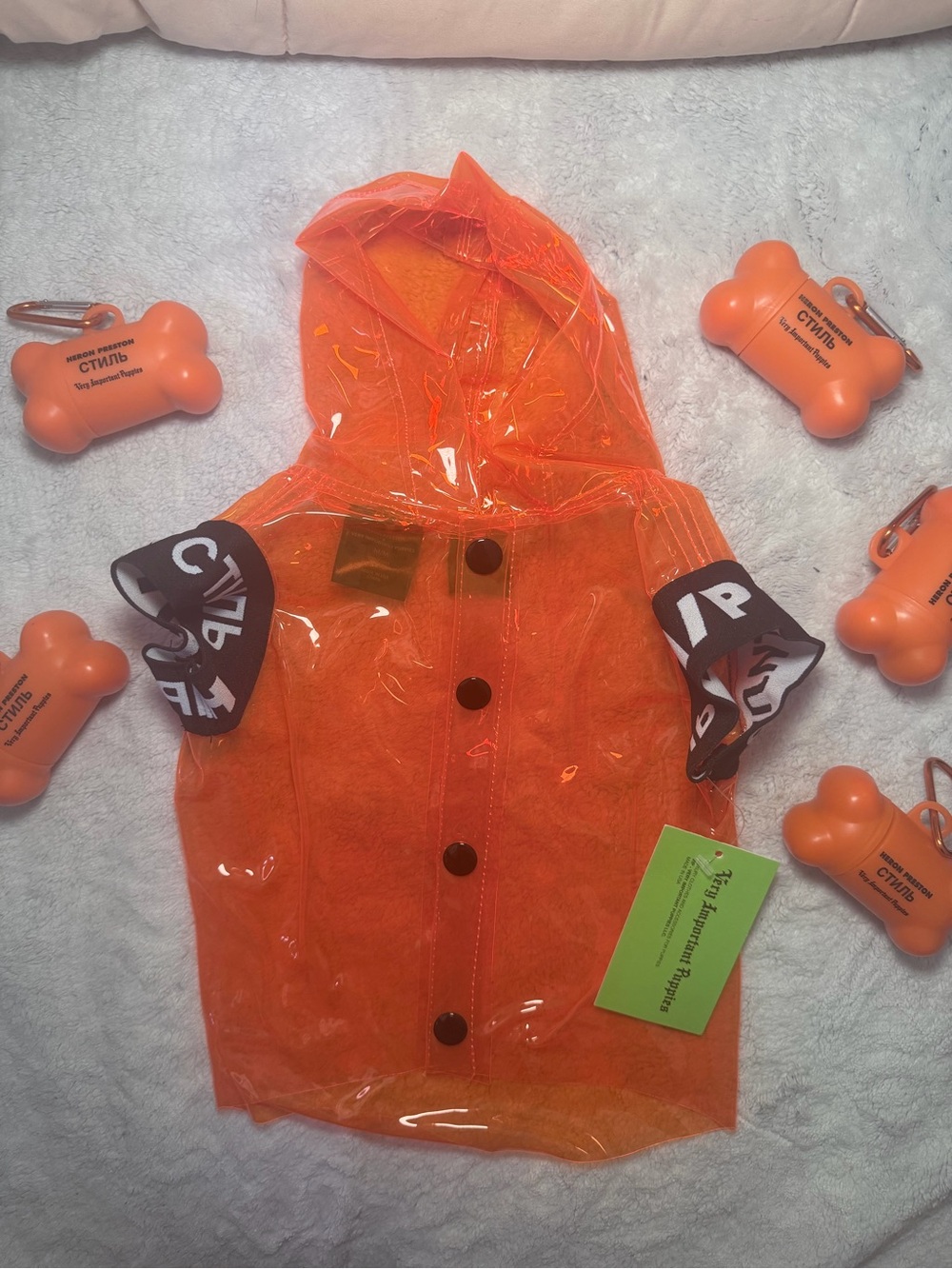 Heron Preston & Very Important Dogs - Clear Orange Rain Coat For Dog Size M